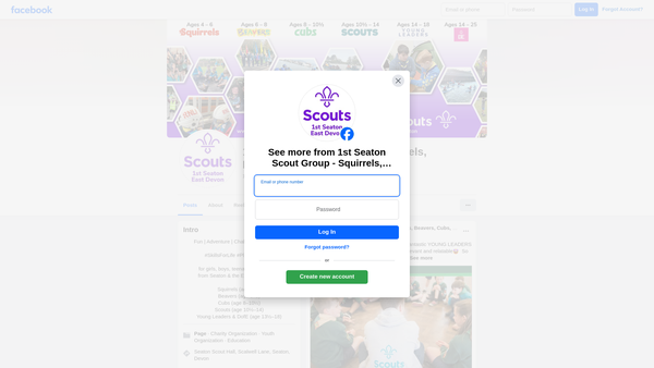 Screenshot of the 1st Seaton Scout Group website