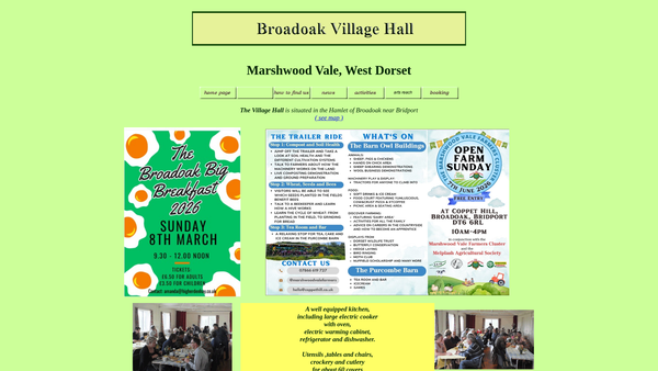 Screenshot of the Broad Oak Village Hall website