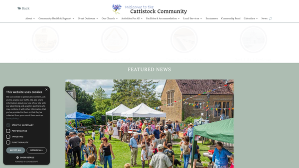 Screenshot of the Savill Memorial Hall website