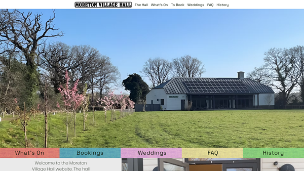 Screenshot of the Moreton Village Hall And Recreation Field website