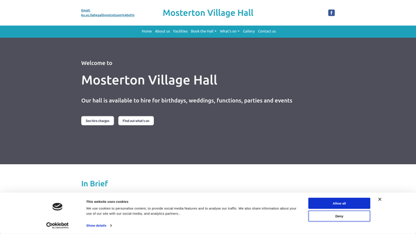 Screenshot of the Mosterton Village Hall website
