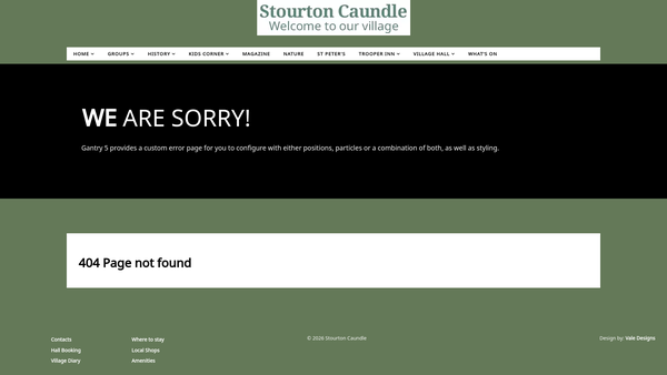 Screenshot of the Village Hall website
