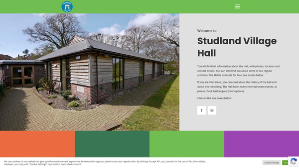 Screenshot of the Studland Village Hall website