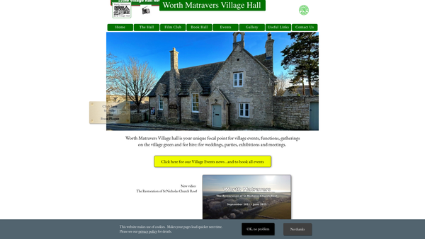 Screenshot of the Worth Matravers Village Hall website