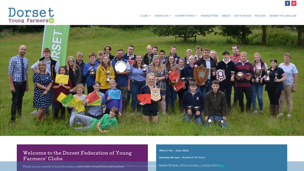 Screenshot of the The Dorset County Federation Of Young Farmers' Clubs website