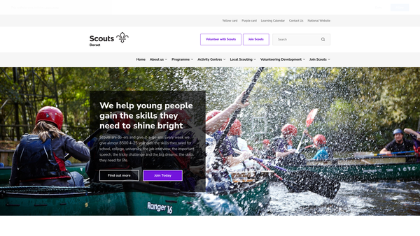 Screenshot of the Dorset County Scout Council website