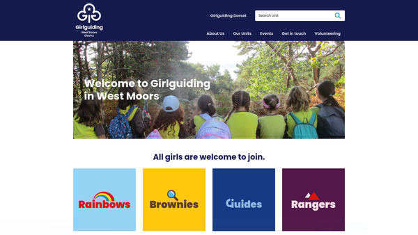 Screenshot of the Girl Guiding West Moors website