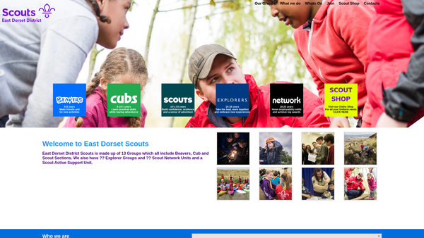 Screenshot of the East Dorset District Scout Council website