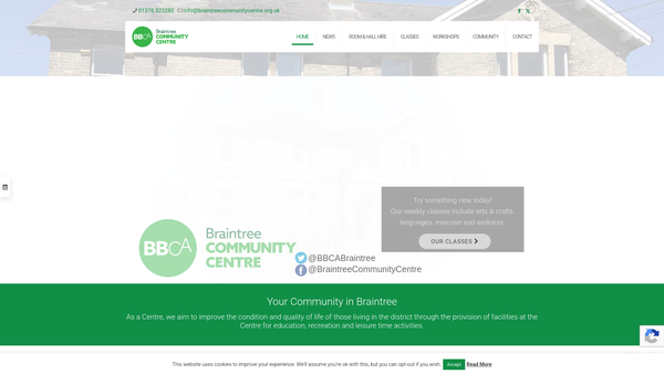 Screenshot of the Braintree And Bocking Community Association website