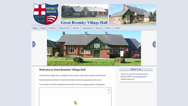 Screenshot of the Great Bromley Village Hall website