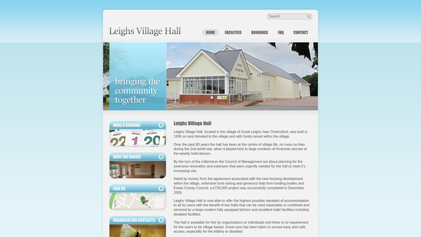 Screenshot of the Great And Little Leighs Village Hall website