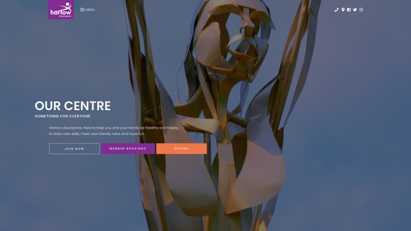 Screenshot of the Harlow And District Sports Trust website
