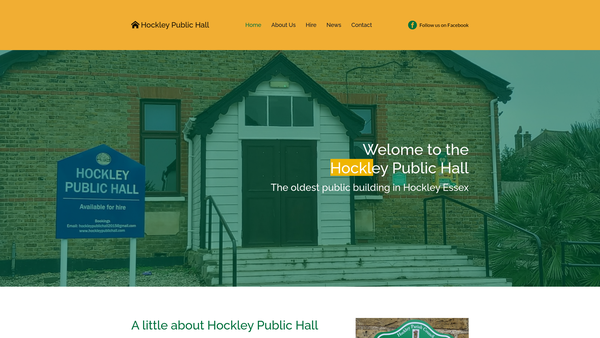 Screenshot of the Hockley Public Hall website