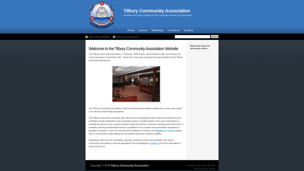 Screenshot of the Tilbury Community Association website