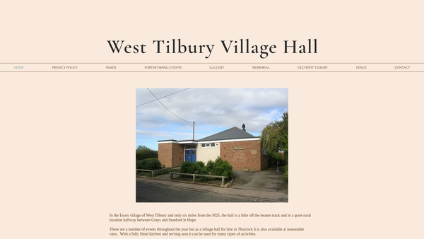 Screenshot of the West Tilbury Village Hall website