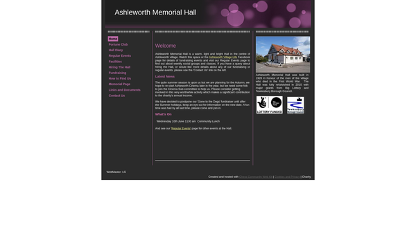 Screenshot of the Ashleworth Memorial Hall website