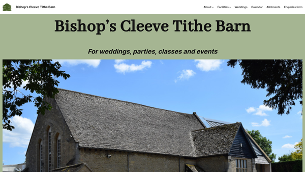 Screenshot of the Bishops Cleeve Village Hall website