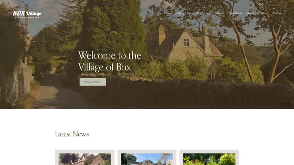 Screenshot of the Box Village Hall website