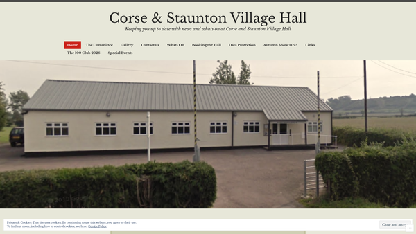 Screenshot of the Corse And Staunton Village Hall website