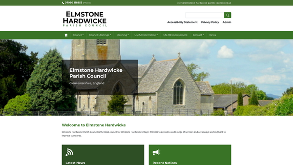 Screenshot of the Elmstone Hardwicke Recreation Ground Charity Trust website