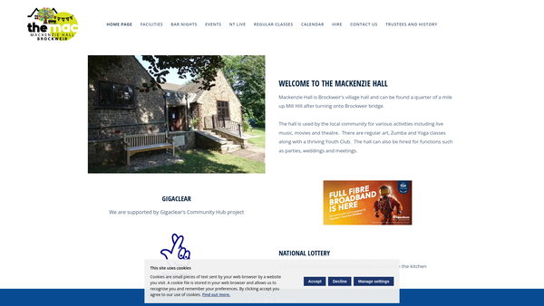 Screenshot of the Mackenzie Hall website