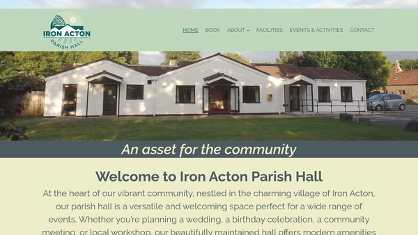 Screenshot of the Iron Acton Parish Hall website