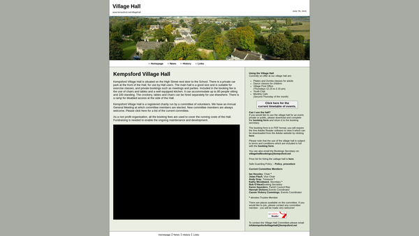 Screenshot of the Village Hall (Cotswold) Kempsford website