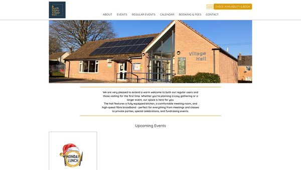 Screenshot of the North Nibley Village Hall website