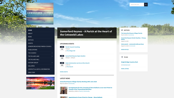 Screenshot of the Somerford Keynes Village Hall website