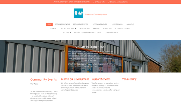 Screenshot of the Stonehouse Community Association website