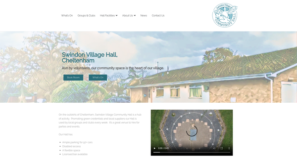 Screenshot of the Village Hall website