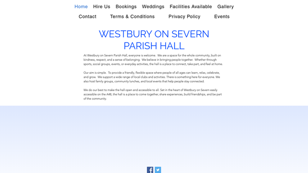 Screenshot of the Westbury On Severn Parish Hall website