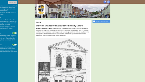 Screenshot of the Alresford And District Community Association website