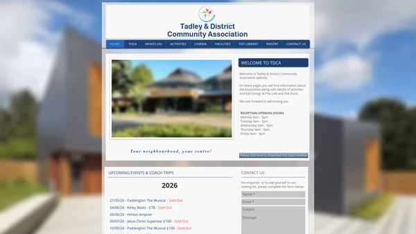 Screenshot of the The Tadley And District Community Association website