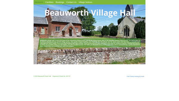 Screenshot of the Beauworth Parish Hall website