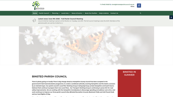 Screenshot of the Holt Pound Recreation Ground website