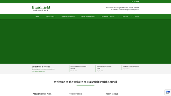 Screenshot of the Braishfield Recreation Ground website