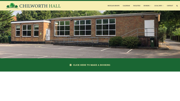 Screenshot of the Chilworth Parish Hall website