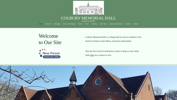 Screenshot of the Colbury Memorial Hall website