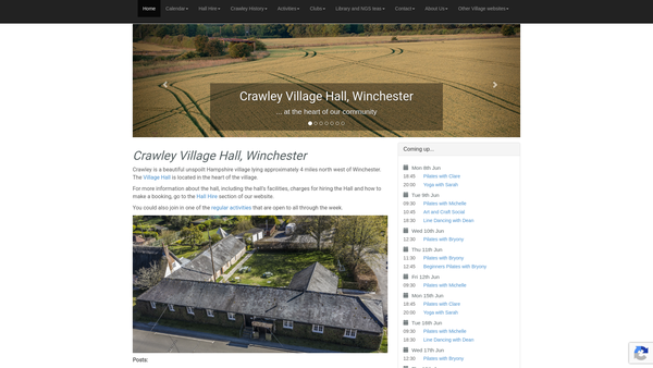 Screenshot of the Crawley Village Hall Trust website
