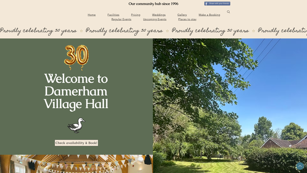 Screenshot of the The Damerham Village Hall website