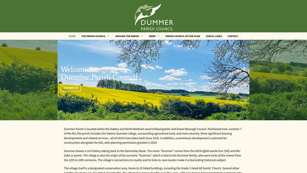 Screenshot of the Dummer Recreation Ground website