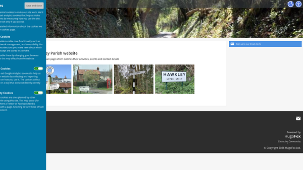 Screenshot of the Parish Hall website