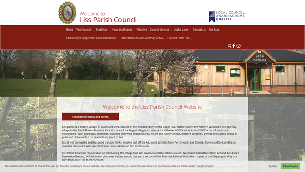 Screenshot of the Liss Recreation Ground website