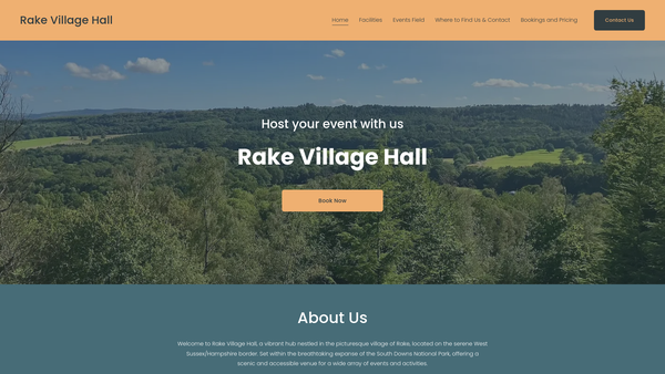 Screenshot of the Rake Village Hall And Recreation Ground Charity website