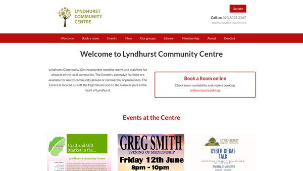 Screenshot of the Lyndhurst And District Community Association website