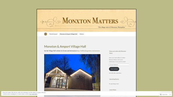 Screenshot of the Monxton and Amport Village Hall website