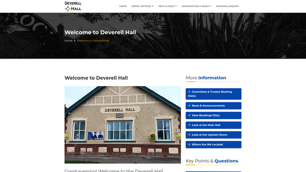 Screenshot of the Deverell Hall website