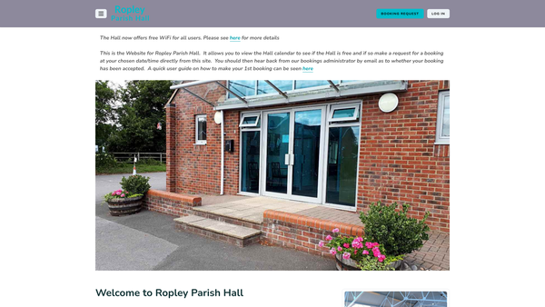 Screenshot of the Ropley Parish Hall website