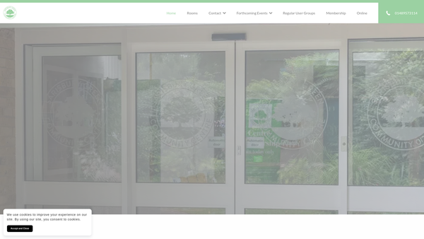 Screenshot of the Sarisbury And District Community Centre Association website